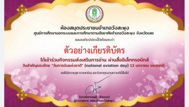 แบบทดสอบออนไลน์ วันสำคัญของไทย "วันการบินแห่งชาติ" (national aviation day) ผ่านเกณฑ์รับเกียรติบัตร ส่งทาง E-mail