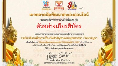 แบบทดสอบออนไลน์ เรื่อง วันสำคัญทางพระพุทธศาสนา : วันมาฆบูชา ผ่านเกณฑ์รับเกียรติบัตรทาง E-mail